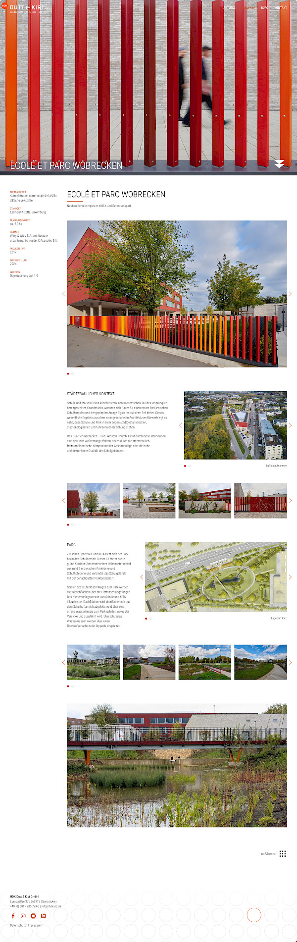 Webseite für HDK Dutt & Kist Landschaftsarchitekten Saarbrücken. Projektdetail