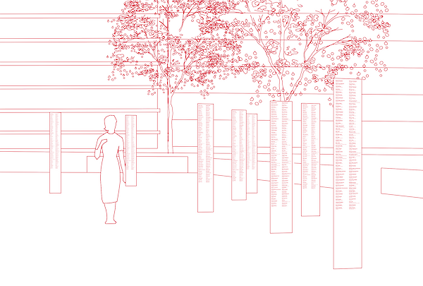 Wettbewerbsbeitrag Gedenkort der Synagoge Saarbrücken. Perspektive